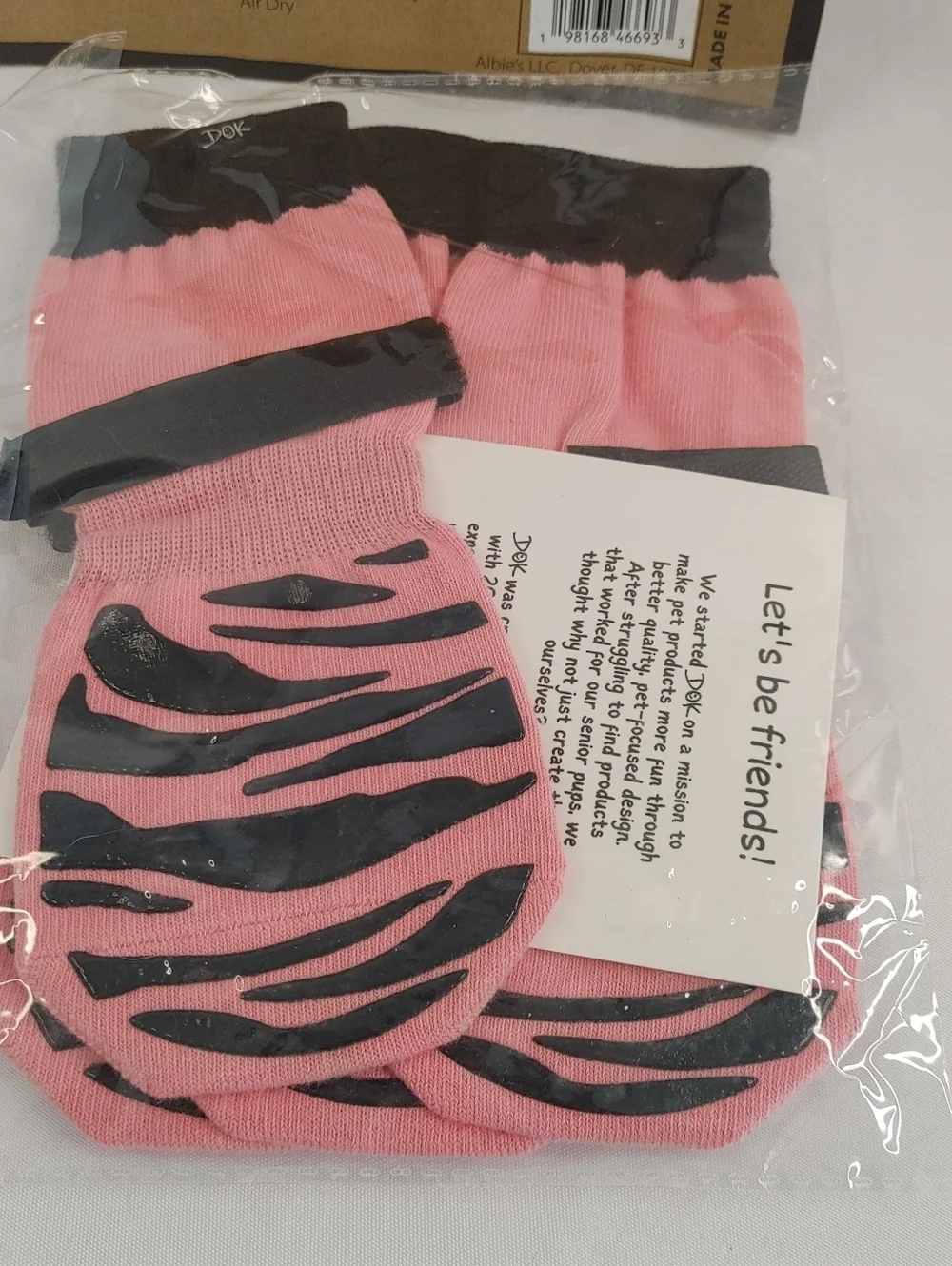 DOK TigerToes Dog Grip Socks XXL Pink Anti Slip Traction Socks 4 Pack